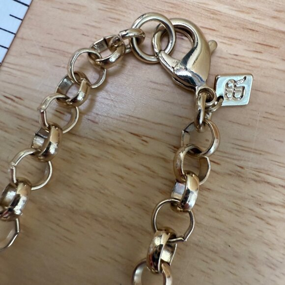 Gold-Tone Chain Link Necklace With Textured Rope Accents, Casual, Normcore - Picture 8 of 9